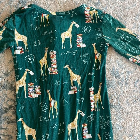 🦒 Posh Peanut Bamboo Viscose Giraffe Math Print Footed One Piece Pajama - Picture 4 of 13